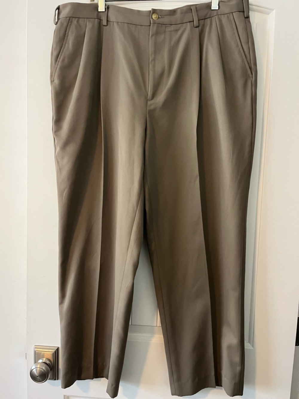 Van Heusen Men's Pleated Dress Pants in Taupe - Tailored Comfort
